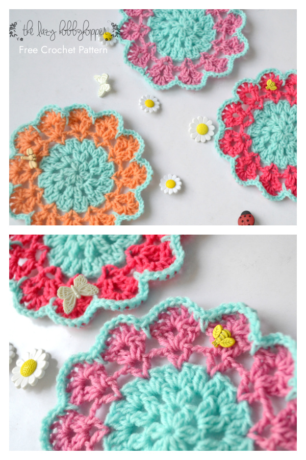 Spring Blossom Coaster Free Crochet Pattern