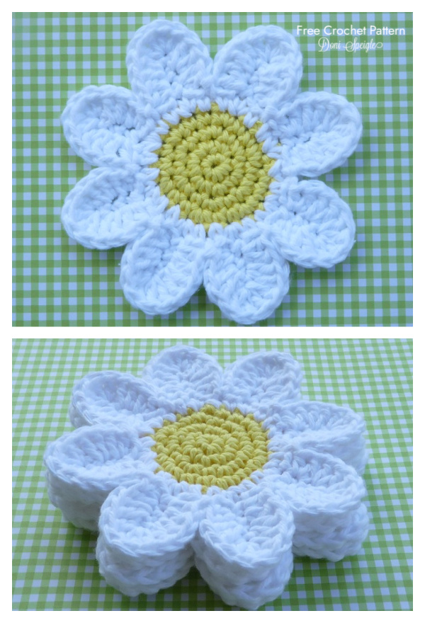 Easy Daisy Coaster Free Crochet Pattern