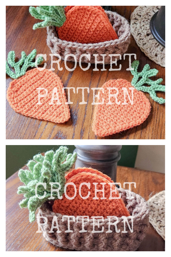 Carrot Coaster, Storage Basket Crochet Pattern