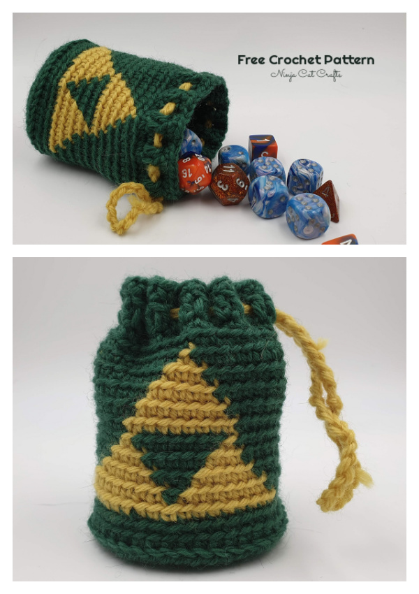 Zelda Triforce Dice/Gift Bag Free Crochet Pattern