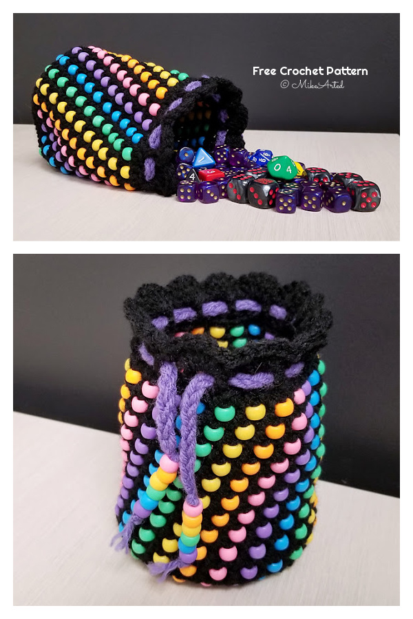 Beaded Cinch/Dice Bag Free Crochet Pattern