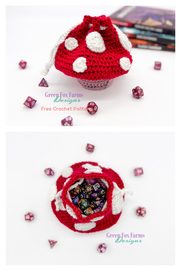 Mystical Mushroom Dice Bag Free Crochet Pattern