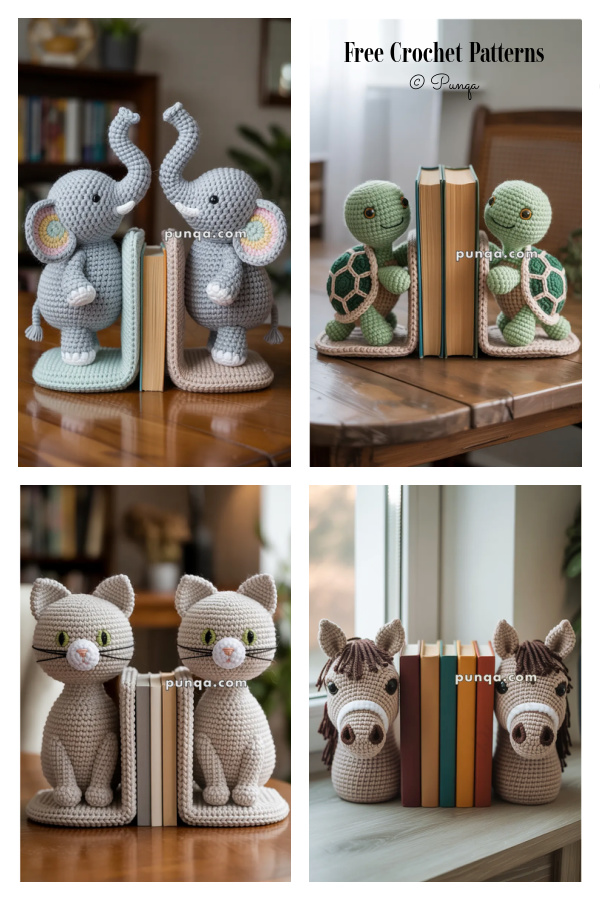 Fun Animal Bookends FREE Crochet Patterns