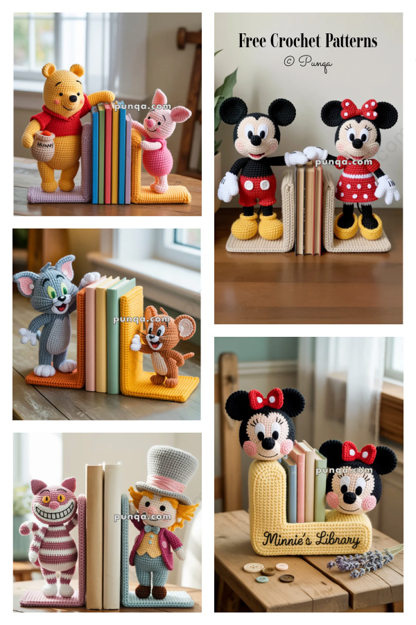 Fun Disney Magic Character Bookends Free Crochet Patterns