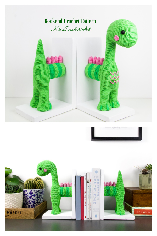Dinosaur Bookends Crochet Pattern